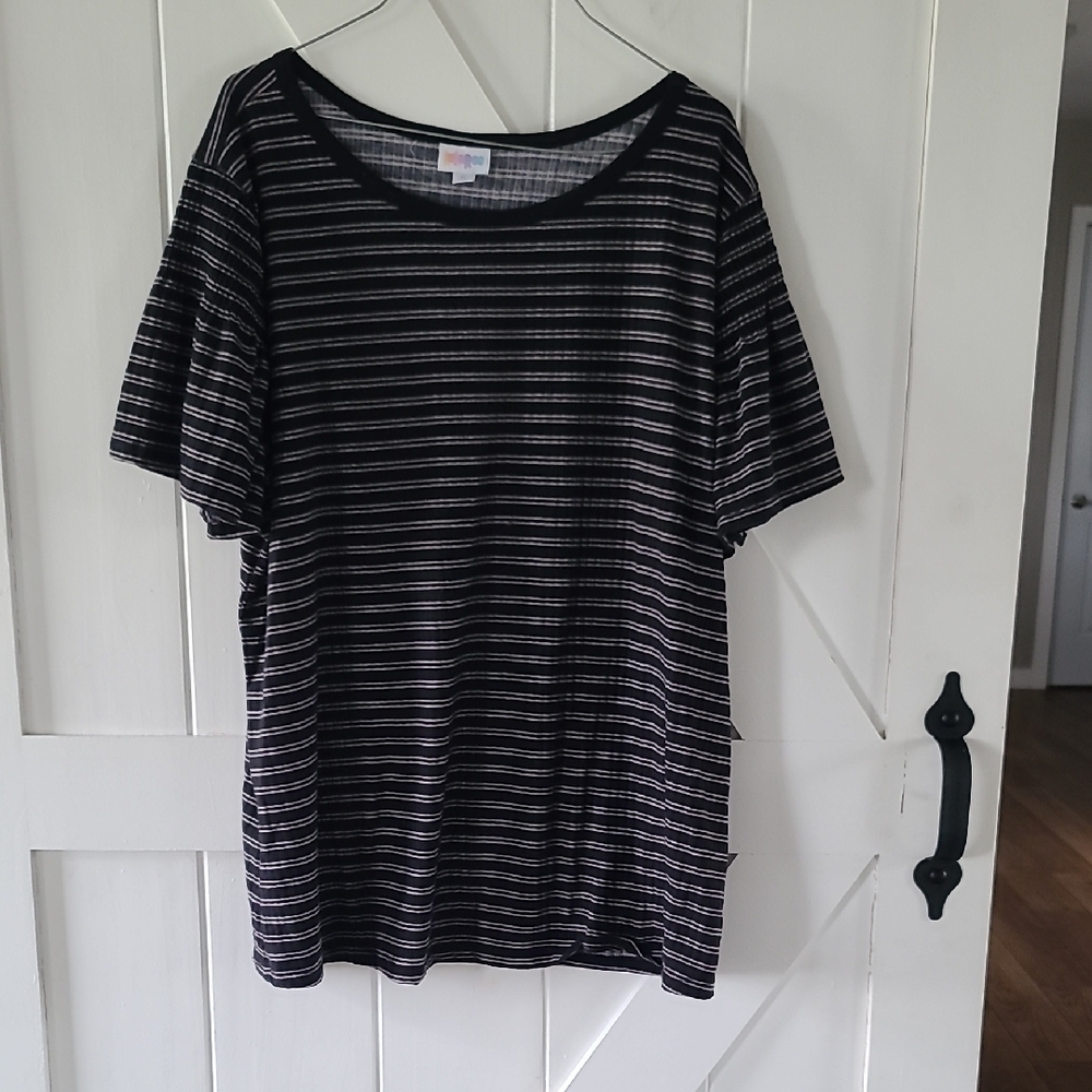 LuLaRoe Black and White Striped Top